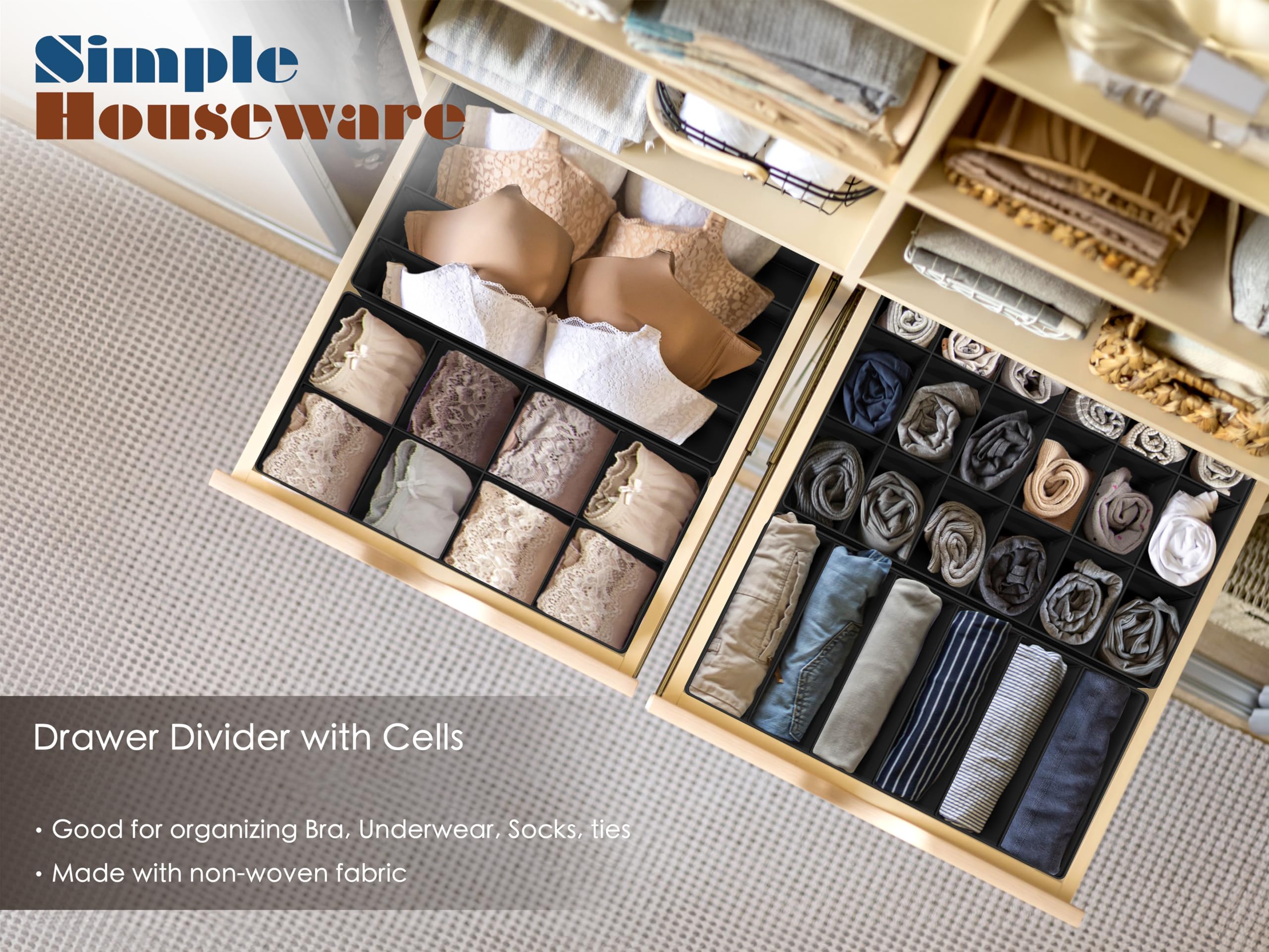 Simple Houseware tiroir rempli de chaussettes et sous-vêtements pour rangement optimisé