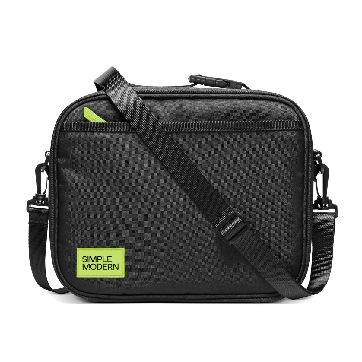 Simple Modern Hadley face avant montrant le design noir et la fermeture zippée, facile à transporter