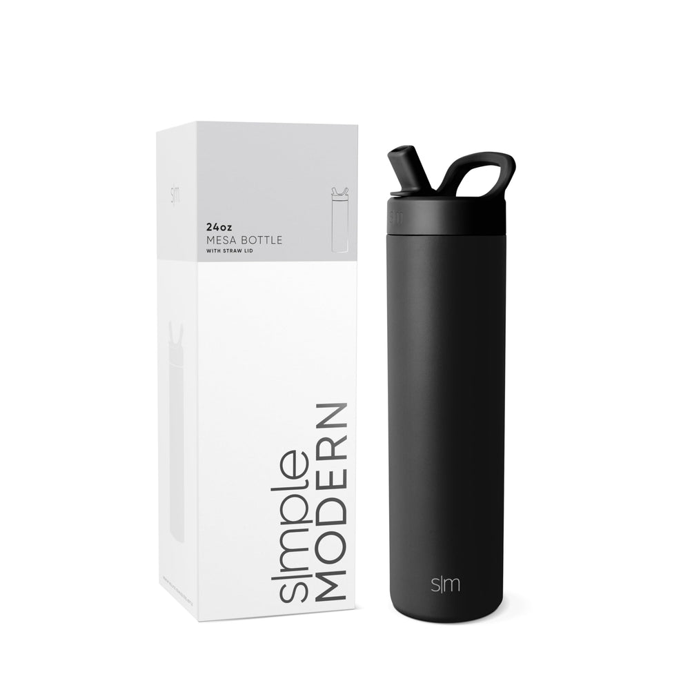 Simple Modern gourde Mesa 24oz vue avant, design noir élégant et portable
