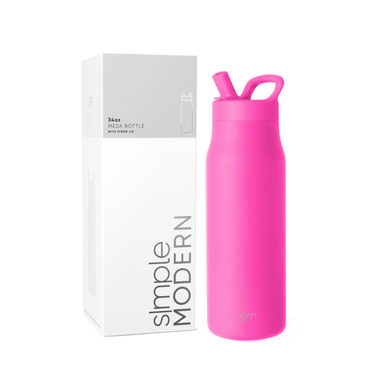 Simple Modern gourde Mesa 34oz face rose montrant design et portabilité