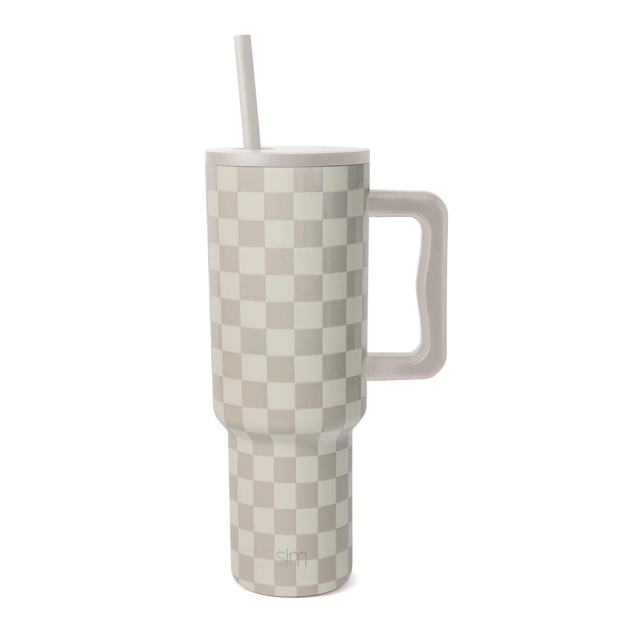 Simple Modern gobelet face avant montrant le motif checkered et praticité