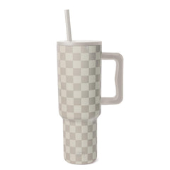 Simple Modern gobelet face avant montrant le motif checkered et praticité