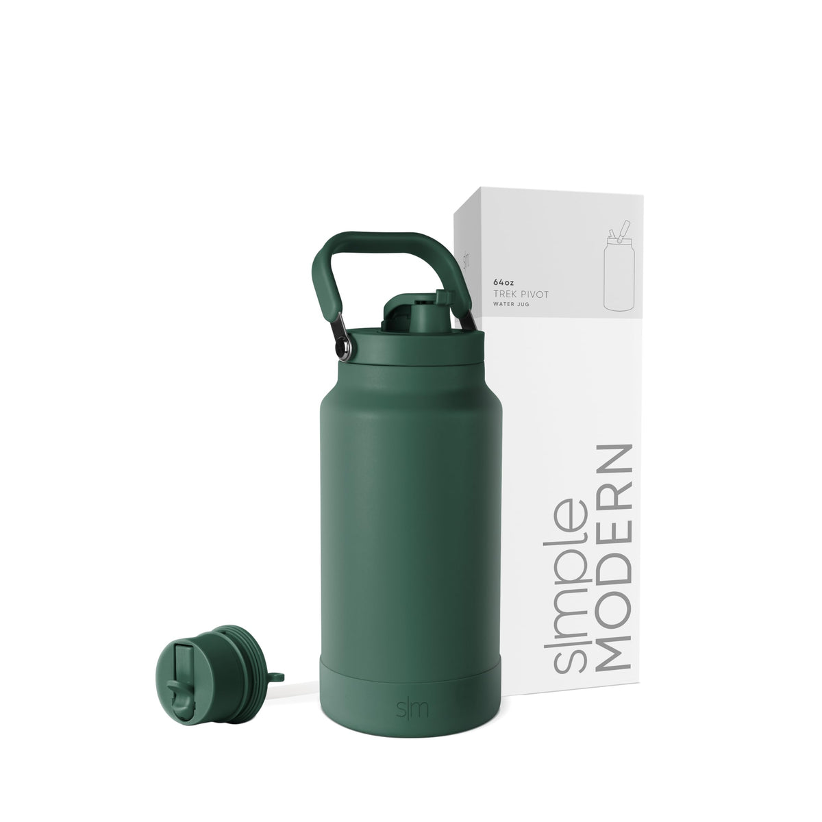 Simple Modern vue avant de la gourde Trek Pivot 64oz verte, grande capacité pratique