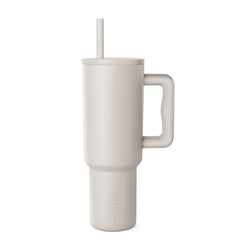 Simple Modern gobelet face avant beige montrant design et capacité