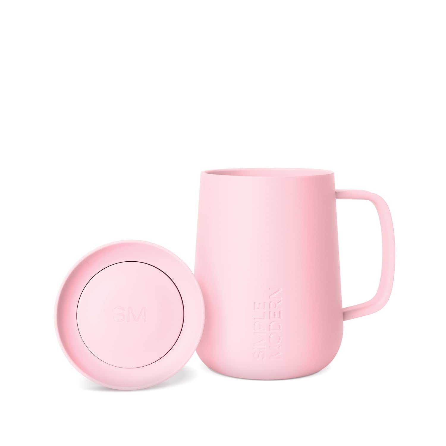 Simple Modern Voyager mug face avant montrant design blush et prise en main confortable