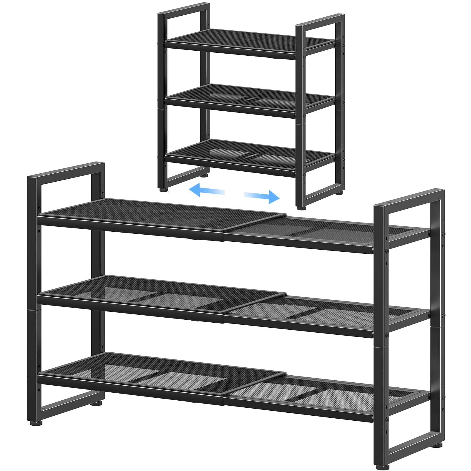 Simple Trending devant de l'étagère noire montrant design compact et gain de place