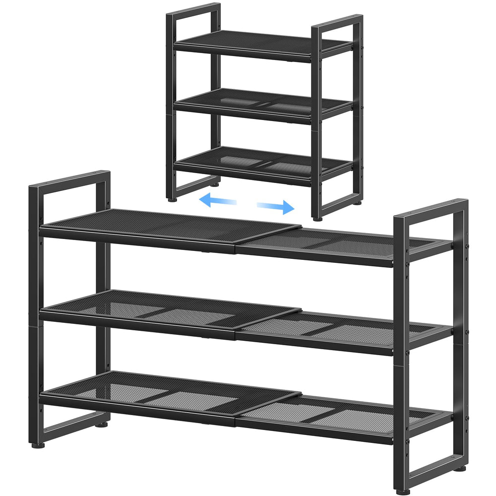 Simple Trending devant de l'étagère noire montrant design compact et gain de place