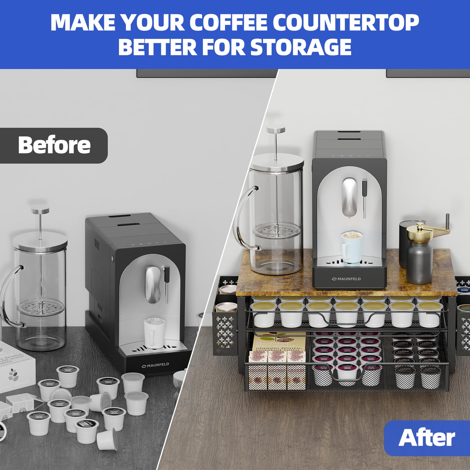 Simple Trending mise en situation dans cuisine montrant organisation compacte et design moderne