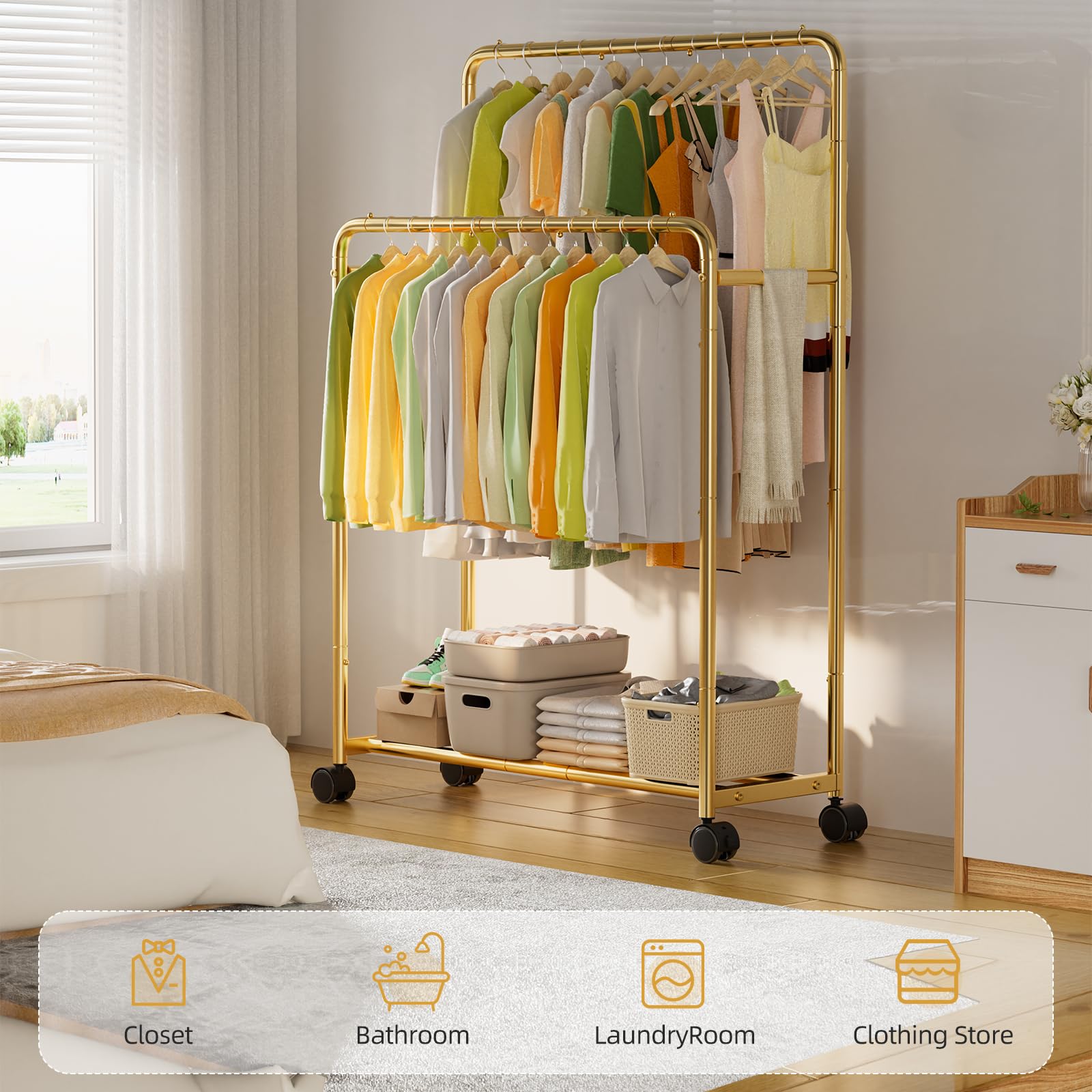 Simple Trending gros plan sur les tringles doubles montrant plus d'espace de suspension