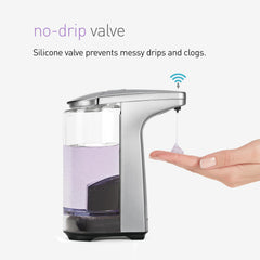simplehuman gros plan buse et valve anti-goutte pour comptoir propre