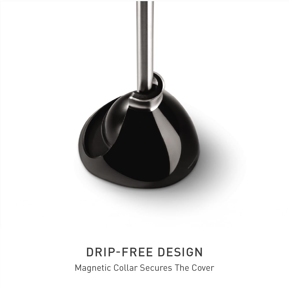 simplehuman gros plan du flange étroit adapté aux toilettes modernes