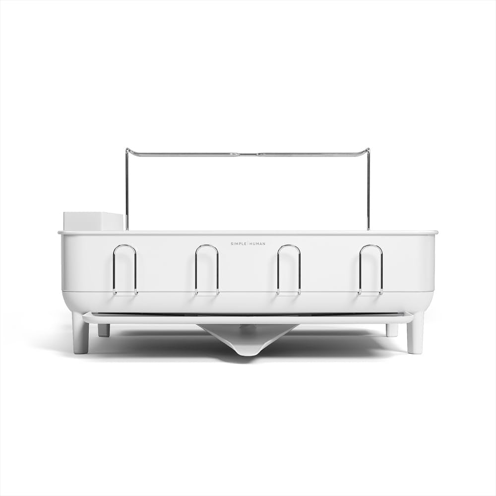 simplehuman vue avant du produit montrant le cadre blanc, design élégant et capacité