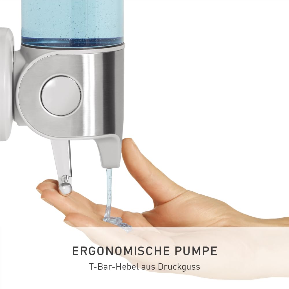 simplehuman distributeurs en usage dans la douche, pratique et ordonné