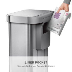 simplehuman liner rim rebord inox sans seau plus d'espace intérieur