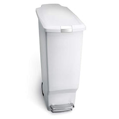 simplehuman poubelle face avant blanc montrant design compact et gain de place