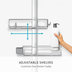 simplehuman panier fixé dans une douche illustrant installation stable et pratique