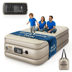 Simpli Comfy matelas gonflable face avant montrant hauteur et finition, confort immédiat