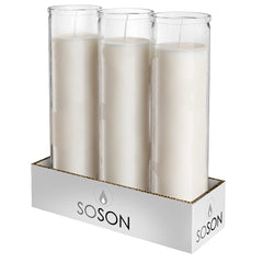 Simply Soson emballage avant montrant le lot de trois bougies, présentation claire et pratique