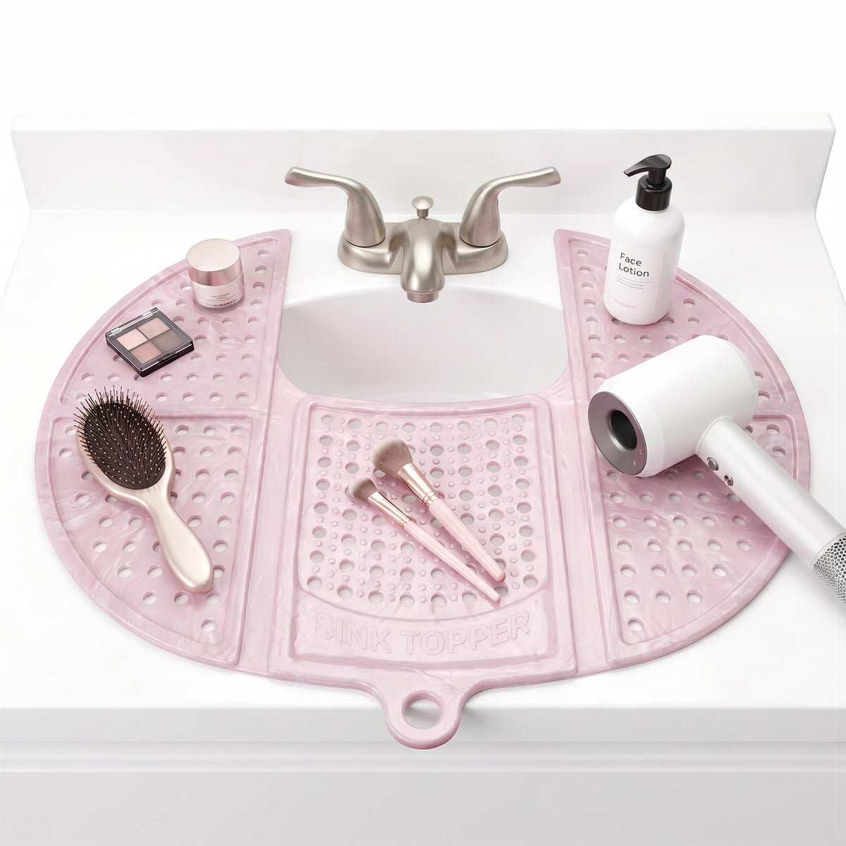 Sink Topper face avant montrant surface plane et rangement pratique