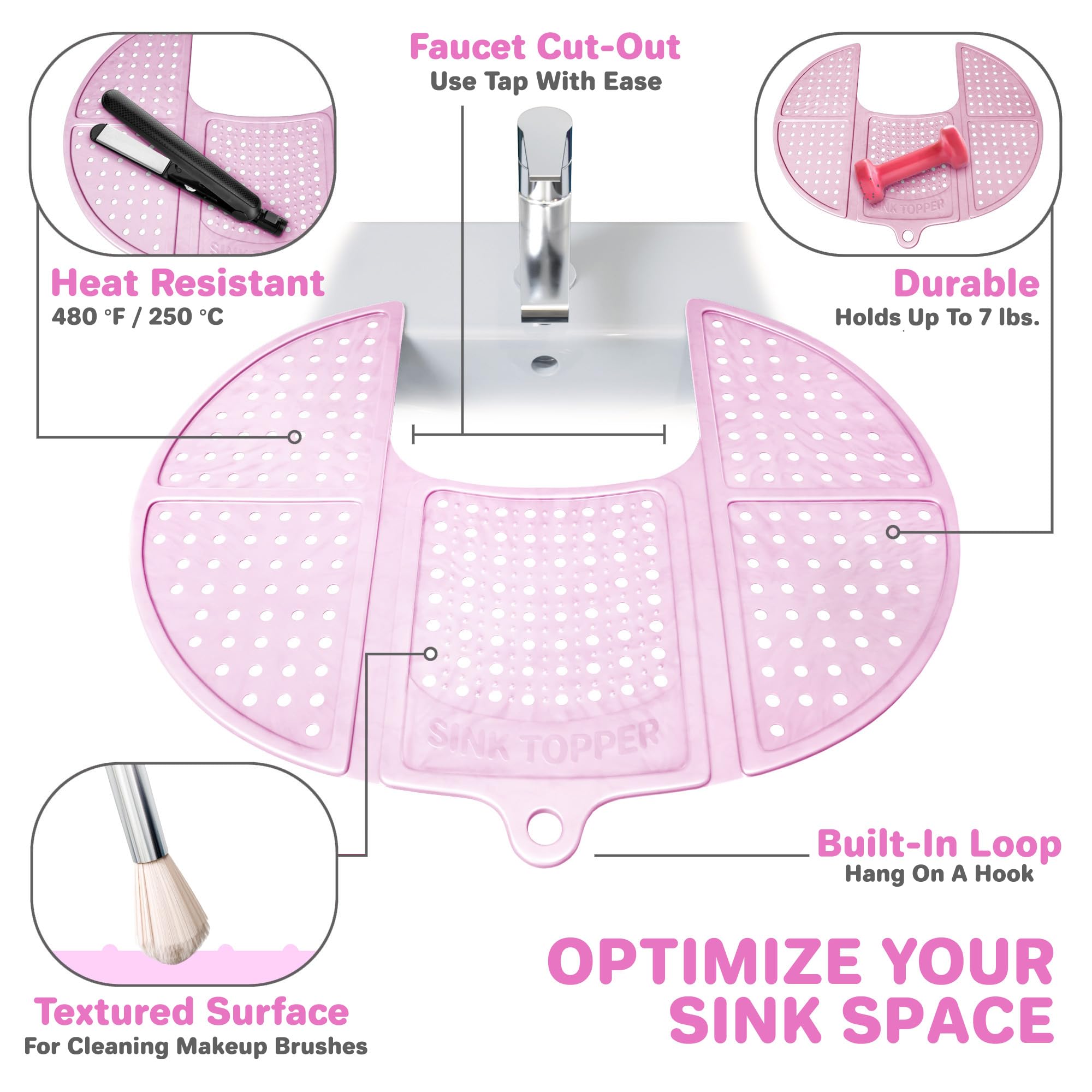 Sink Topper replié compact avec boucle de rangement pratique
