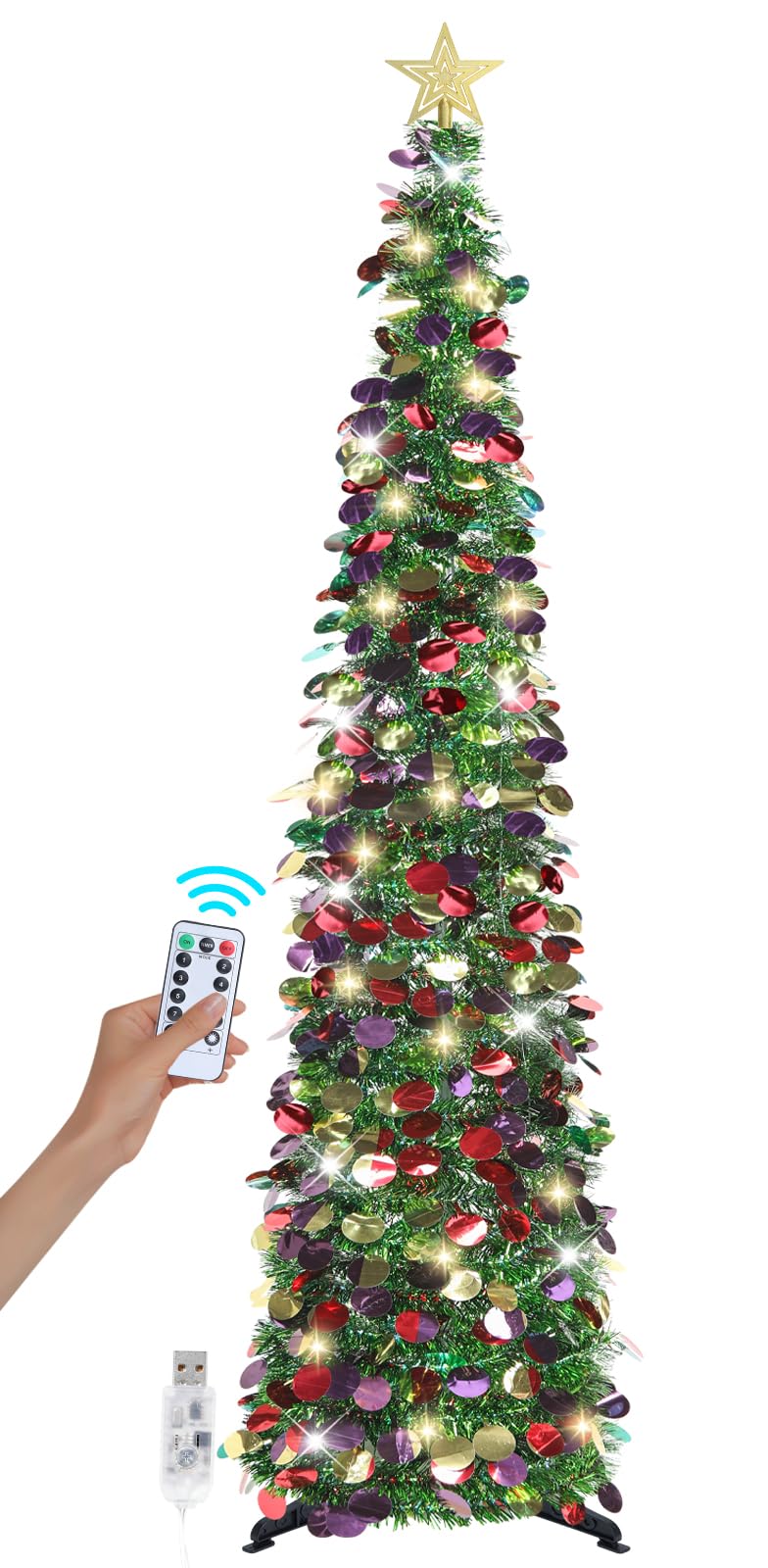 SINTENILL gros plan sur le tinsel brillant montrant l’effet scintillant décoratif