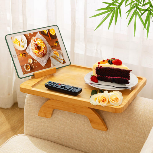 SINWANT plateau accoudoir face montrant surface spacieuse et rangement pratique