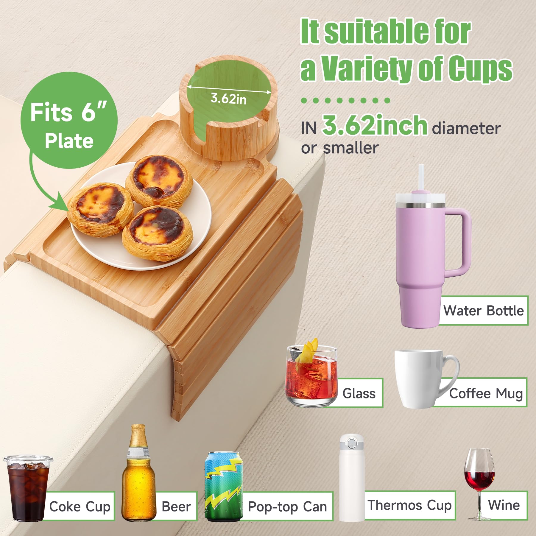 SINWANT plateau installé sur accoudoir avec tasse, confort immédiat