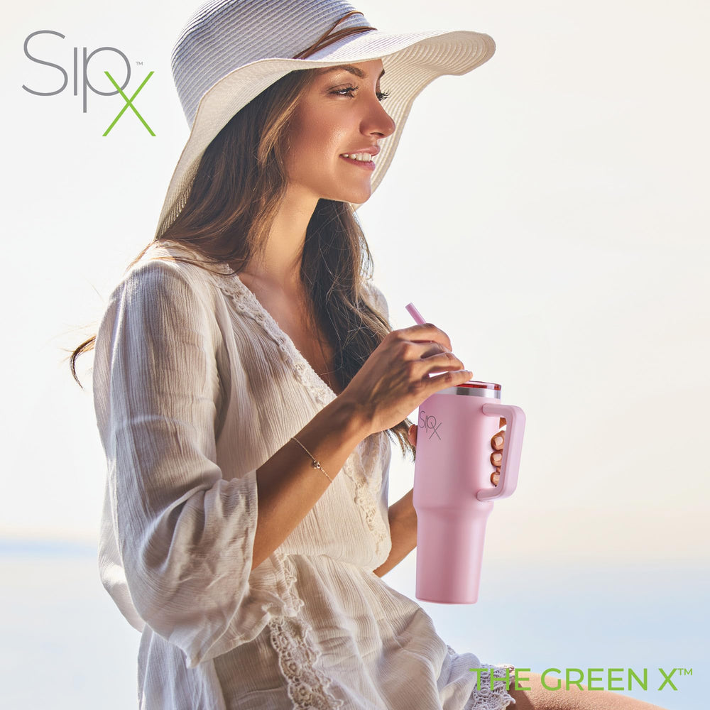 SIPX gobelet en usage avec paille pour hydratation mains libres