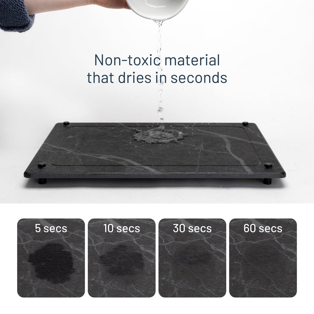 Siren Stone comparaison taille montrant 18x14 pouces et capacité pour assiettes