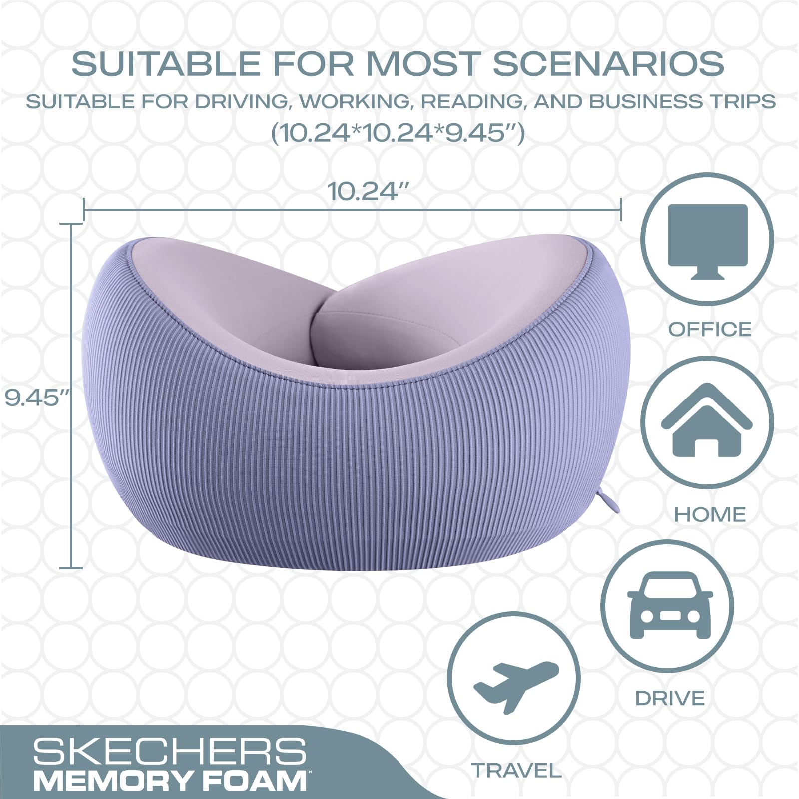 Skechers coussin posé sur siège voiture pour voyages longs