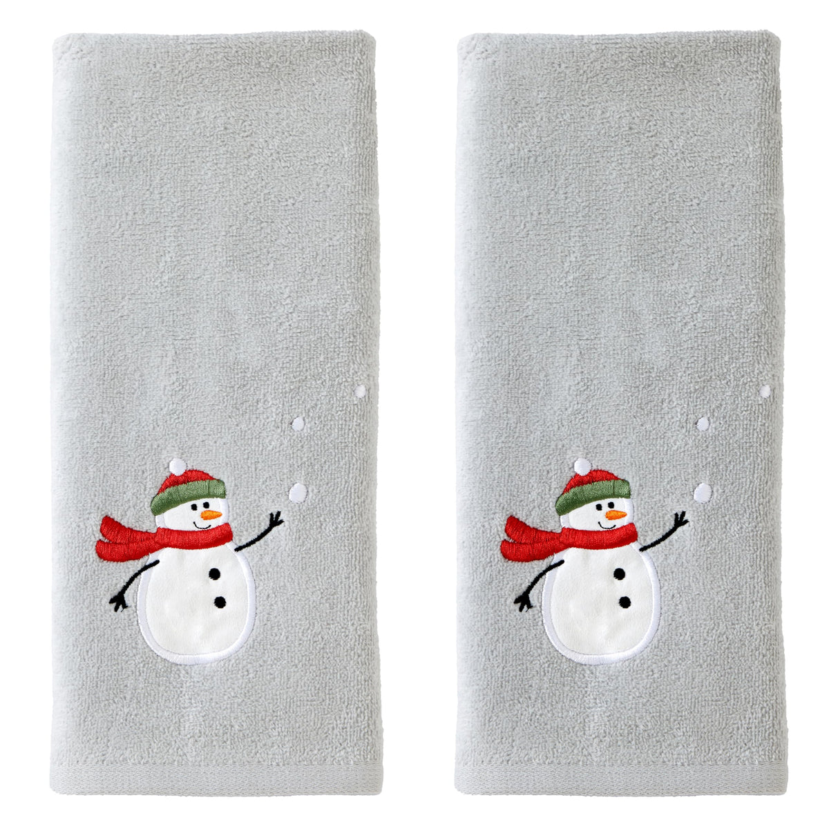 SKL Home serviette main gris face avant montrant la broderie, ajoute une touche festive