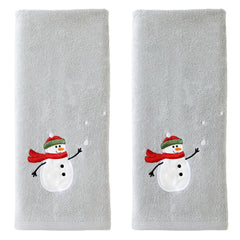 SKL Home serviette main gris face avant montrant la broderie, ajoute une touche festive