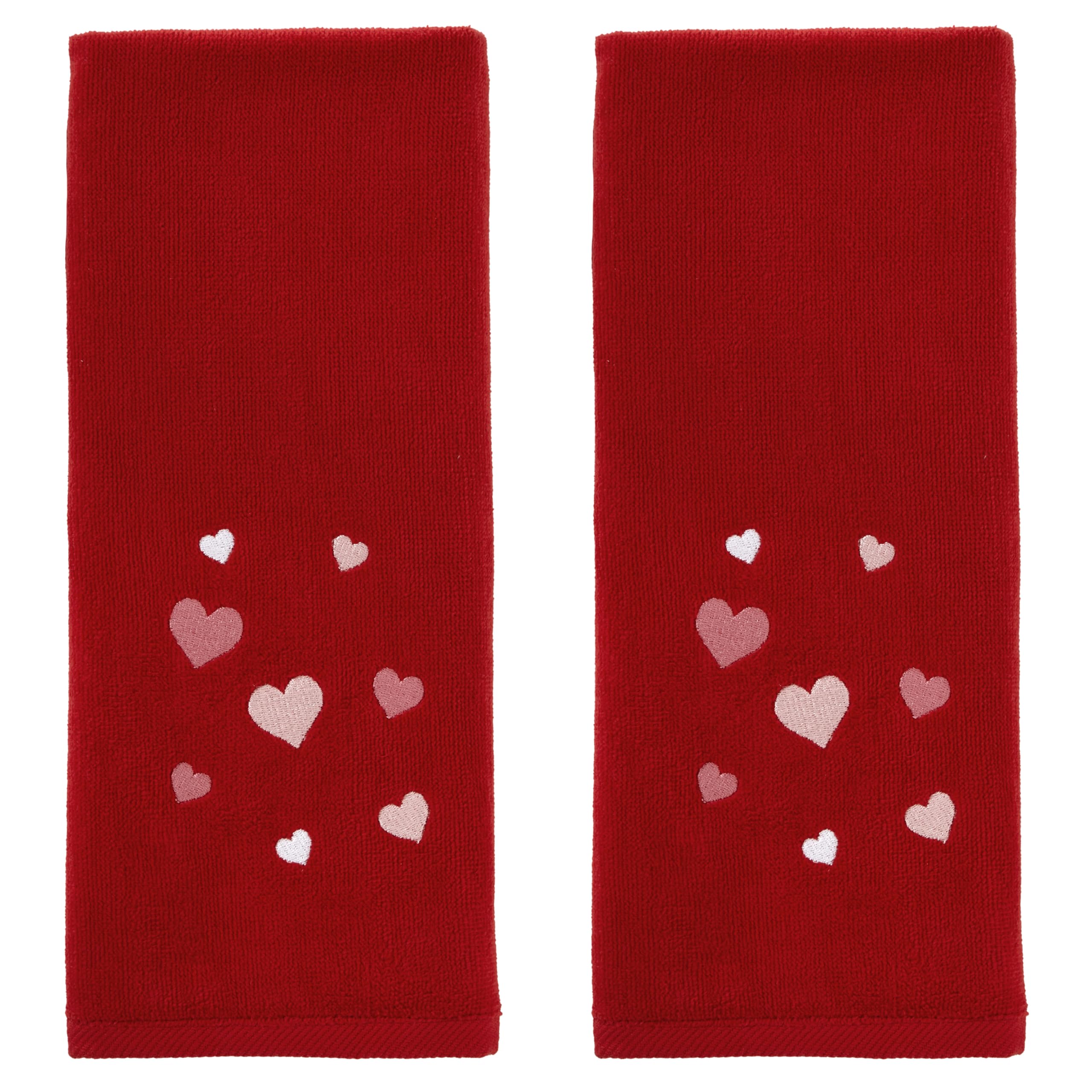SKL Home vue avant serviette mains rouge, apporte élégance décorative