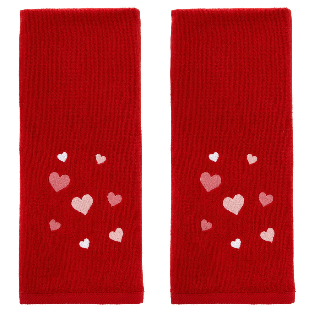 SKL Home vue avant serviette mains rouge, apporte élégance décorative