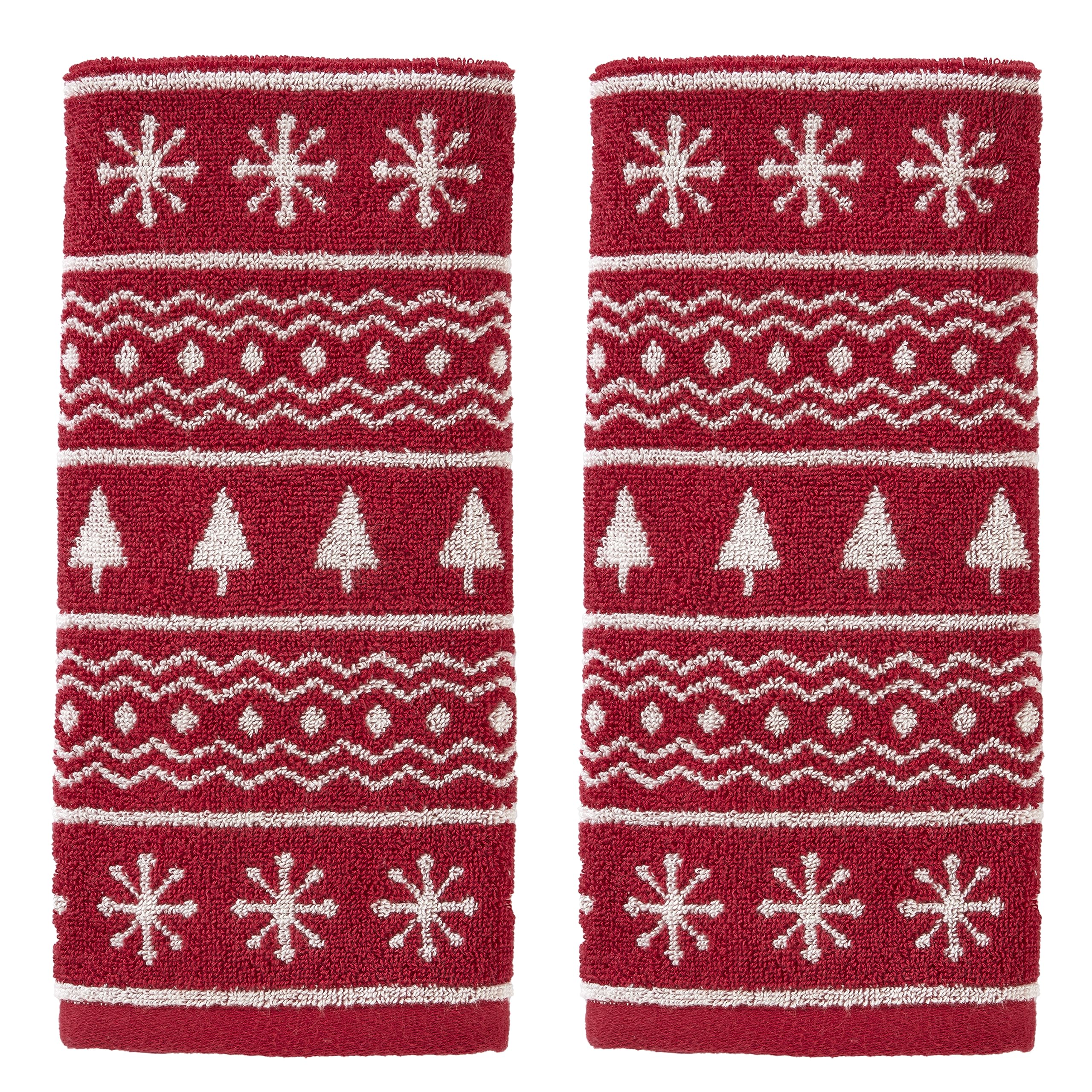 SKL Home serviette recto rouge Fair Isle, ambiance festive et absorption