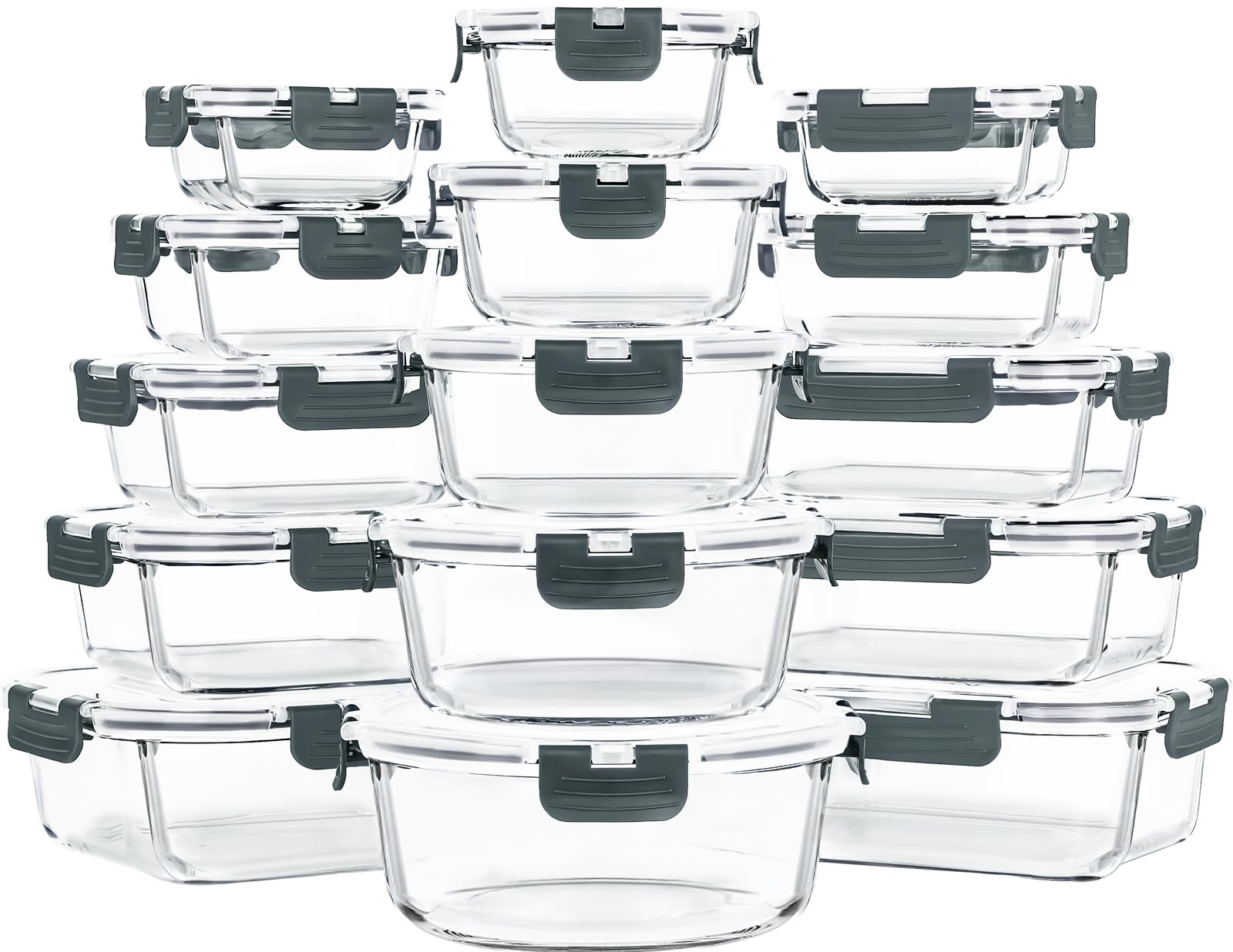 Skroam vue frontale des boîtes en verre empilées, organisation optimisée