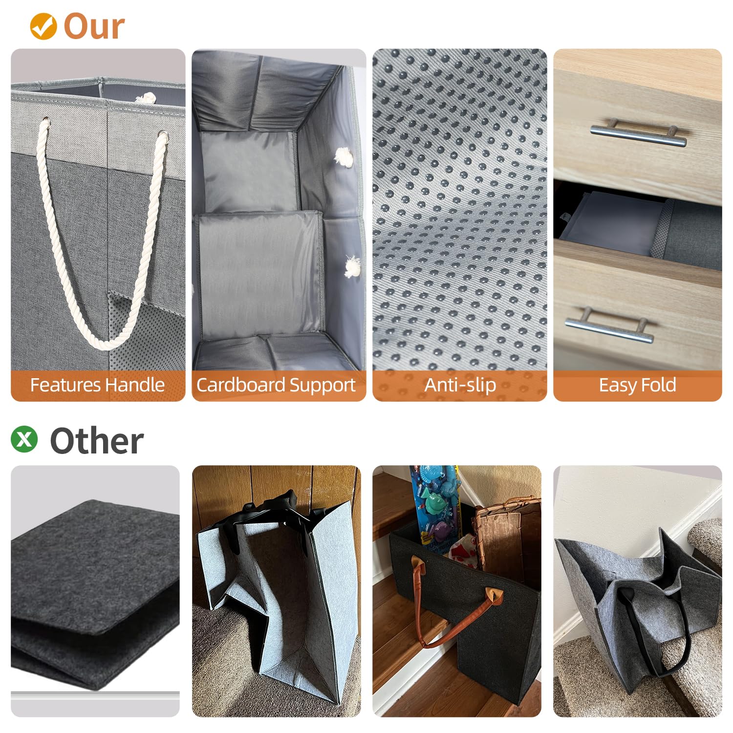 slcinwzdt panier plié rangeable dans un tiroir, gain de place instantané