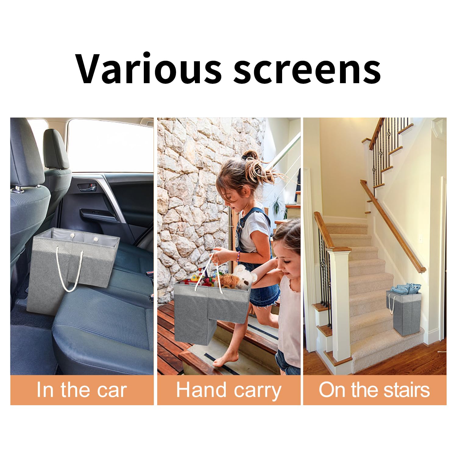 slcinwzdt panier posé sur une marche en moquette, stabilité et gain d'espace