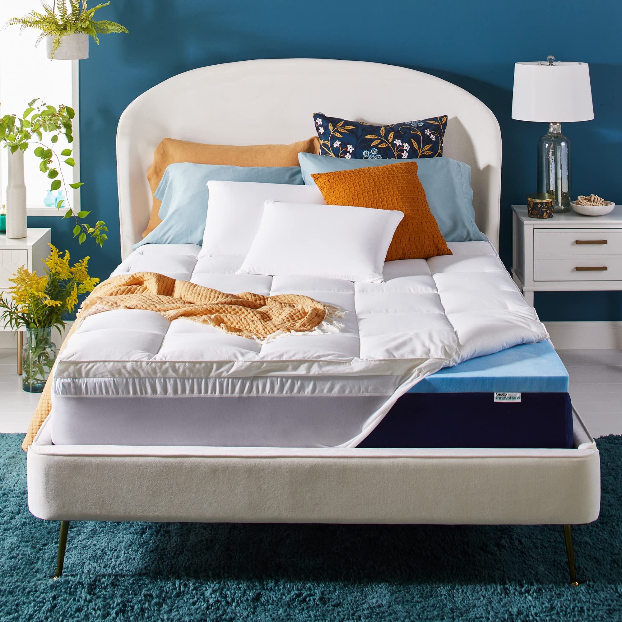 Sleep Innovations face du surmatelas Queen montrant laccueil moelleux