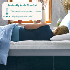 Sleep Innovations gros plan sur la housse pillow-top fraîche, douceur et entretien facile