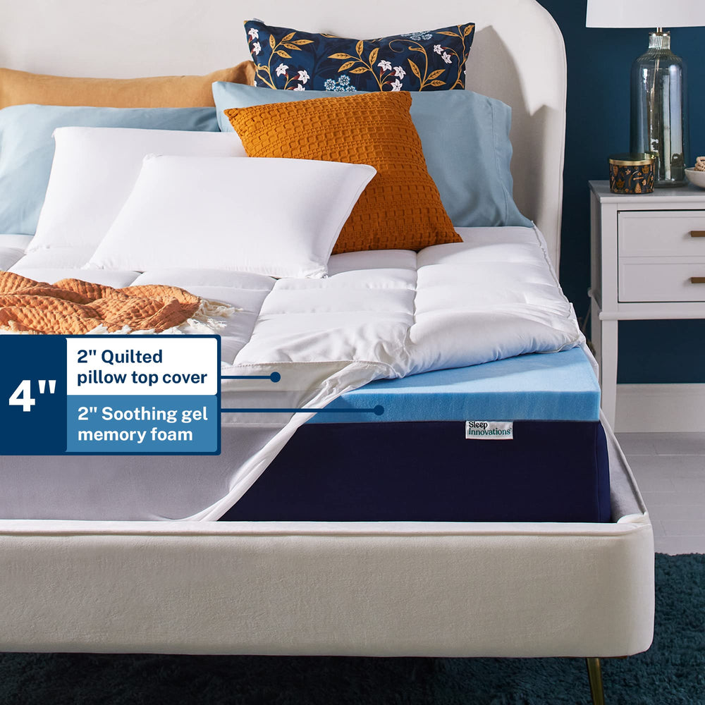 Sleep Innovations coupe montrant la mousse mémoire gel pour meilleur soutien