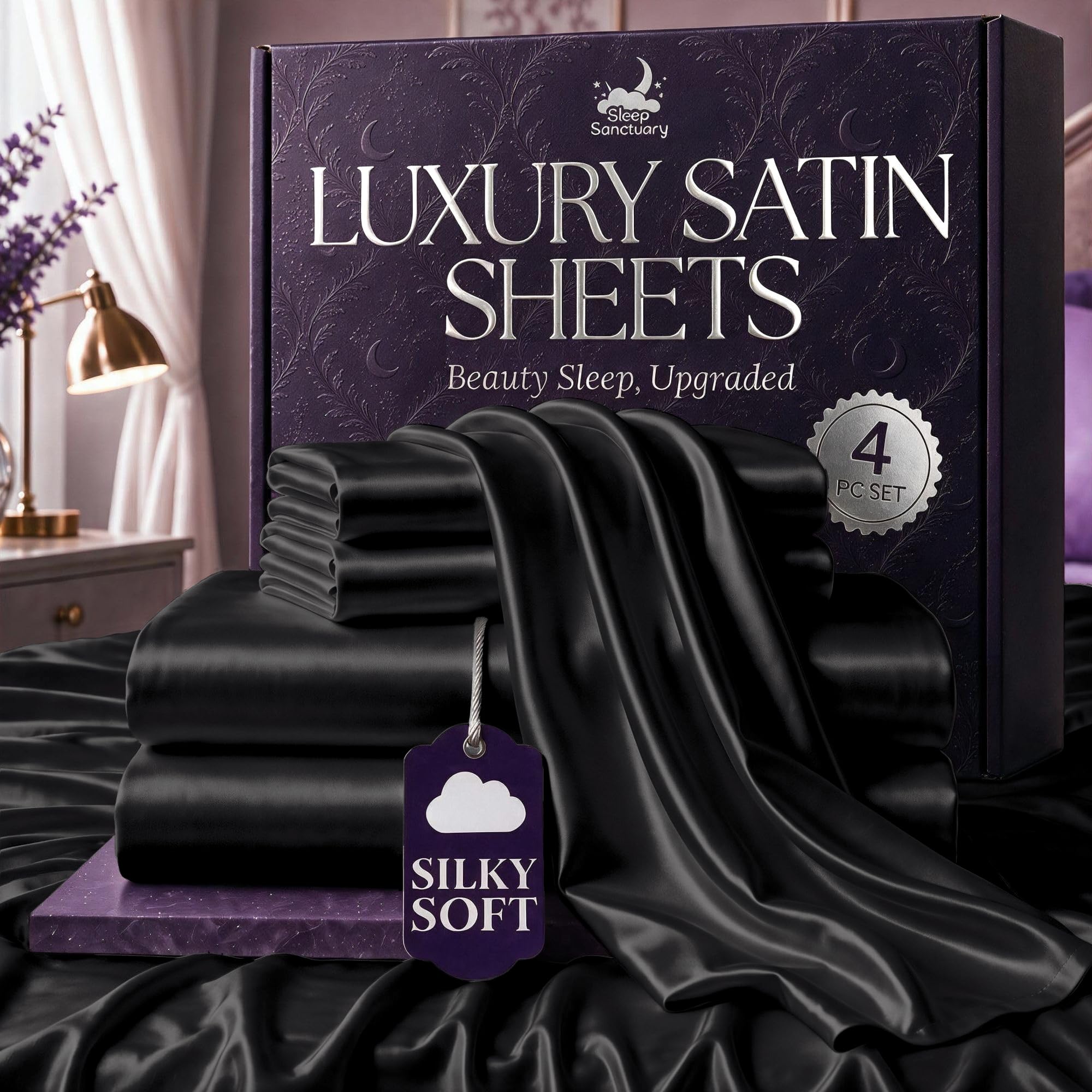 SLEEP SANCTUARY ensemble frontal noir montrant luxe et confort