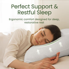Sleepavo oreillers sur lit en usage montrant confort et maintien