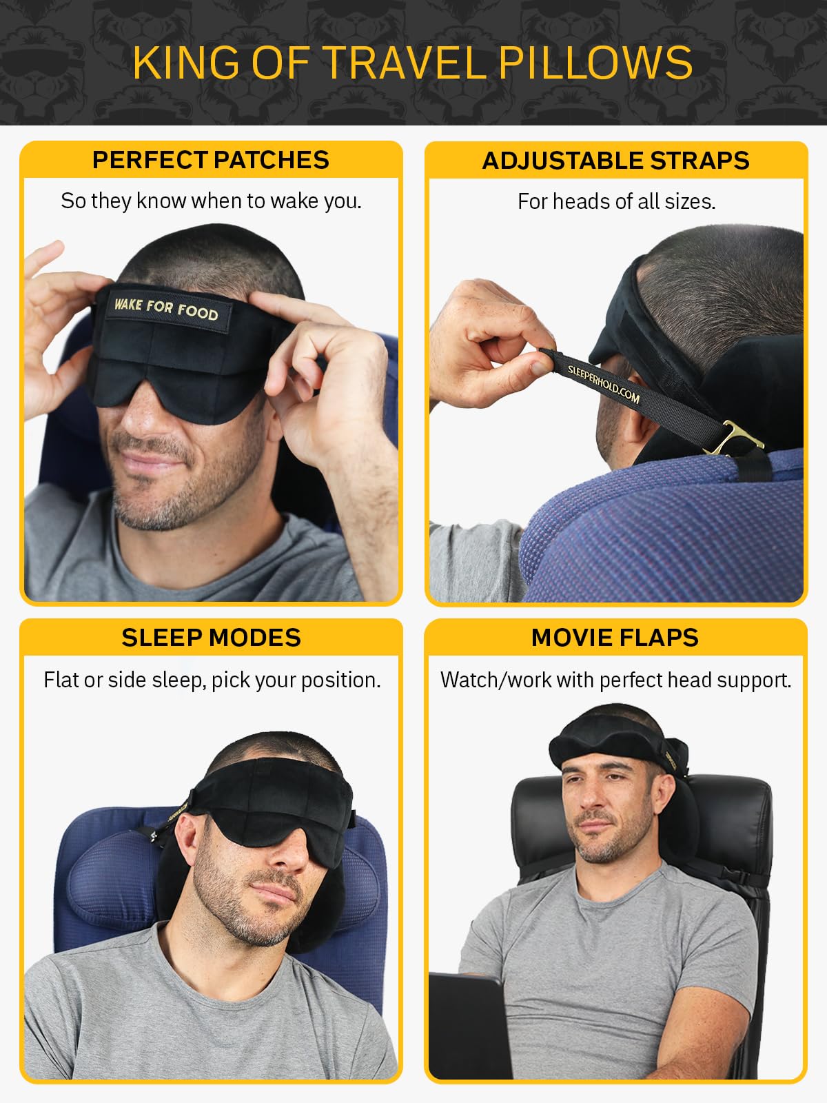 Sleeper Hold fixé à un appui-tête de bureau pour repos confortable