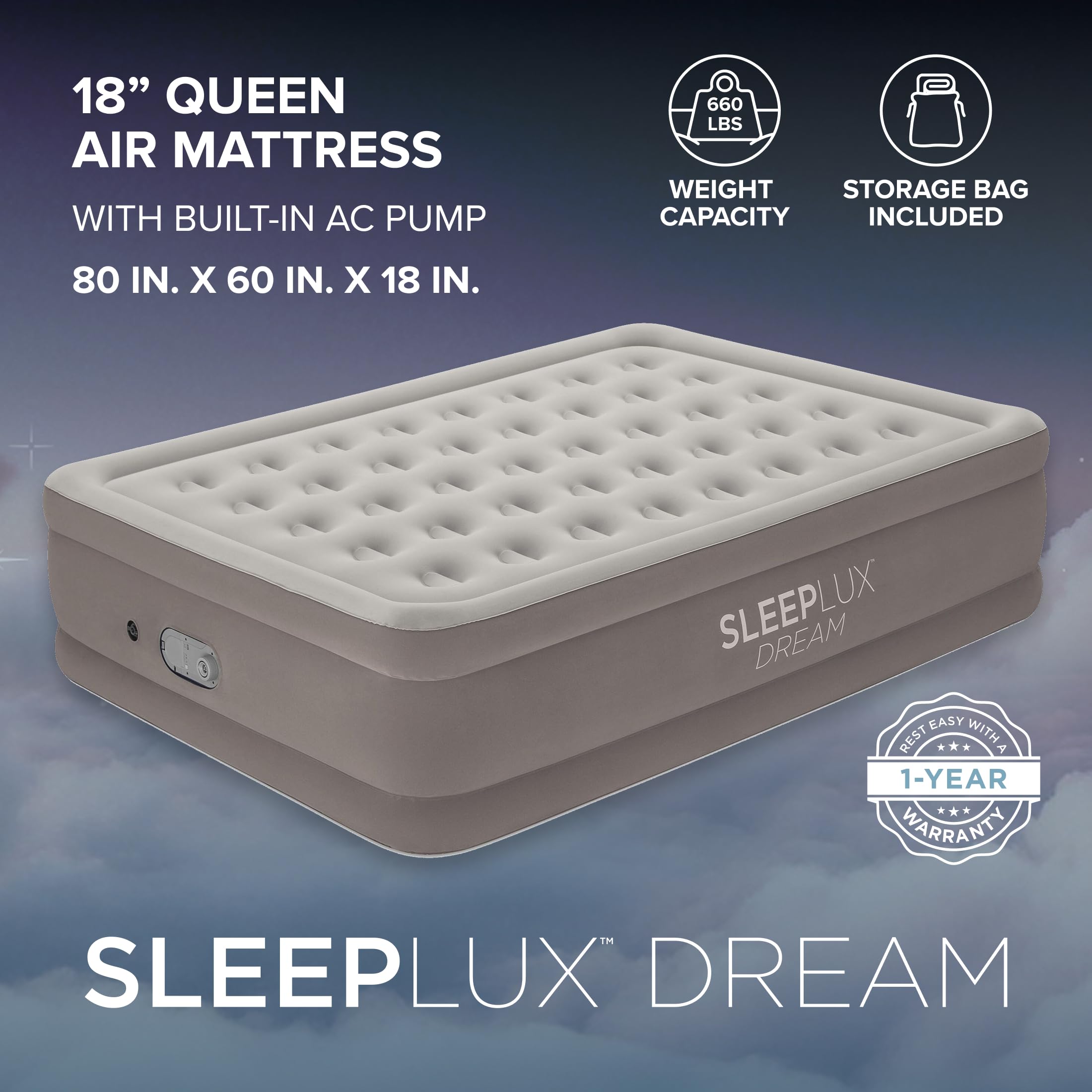SLEEPLUX pompe inte9gre9e avec ports USB, pratique pour recharger
