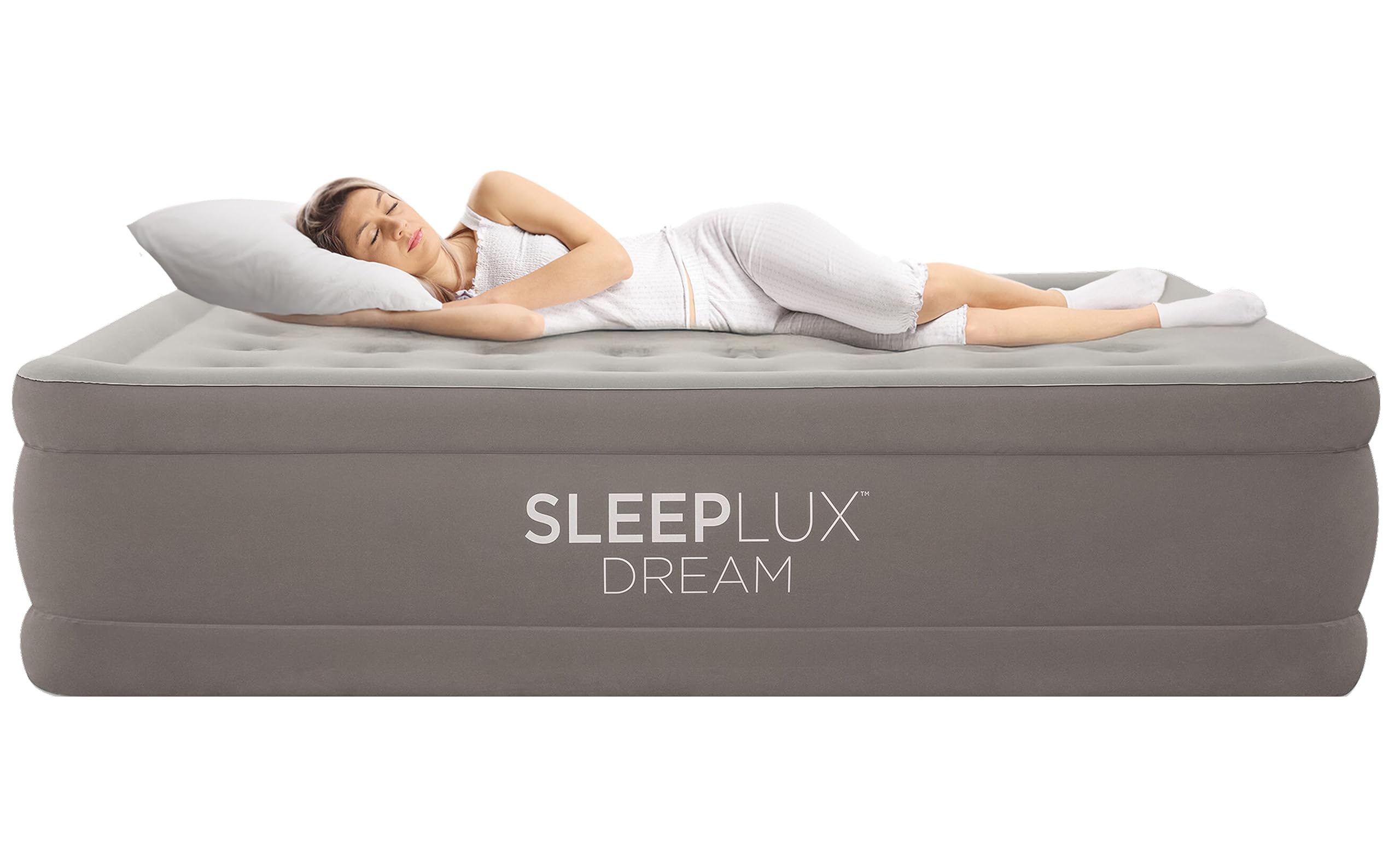 SLEEPLUX vue avant du matelas gonflable, montre luxe et stabilite9