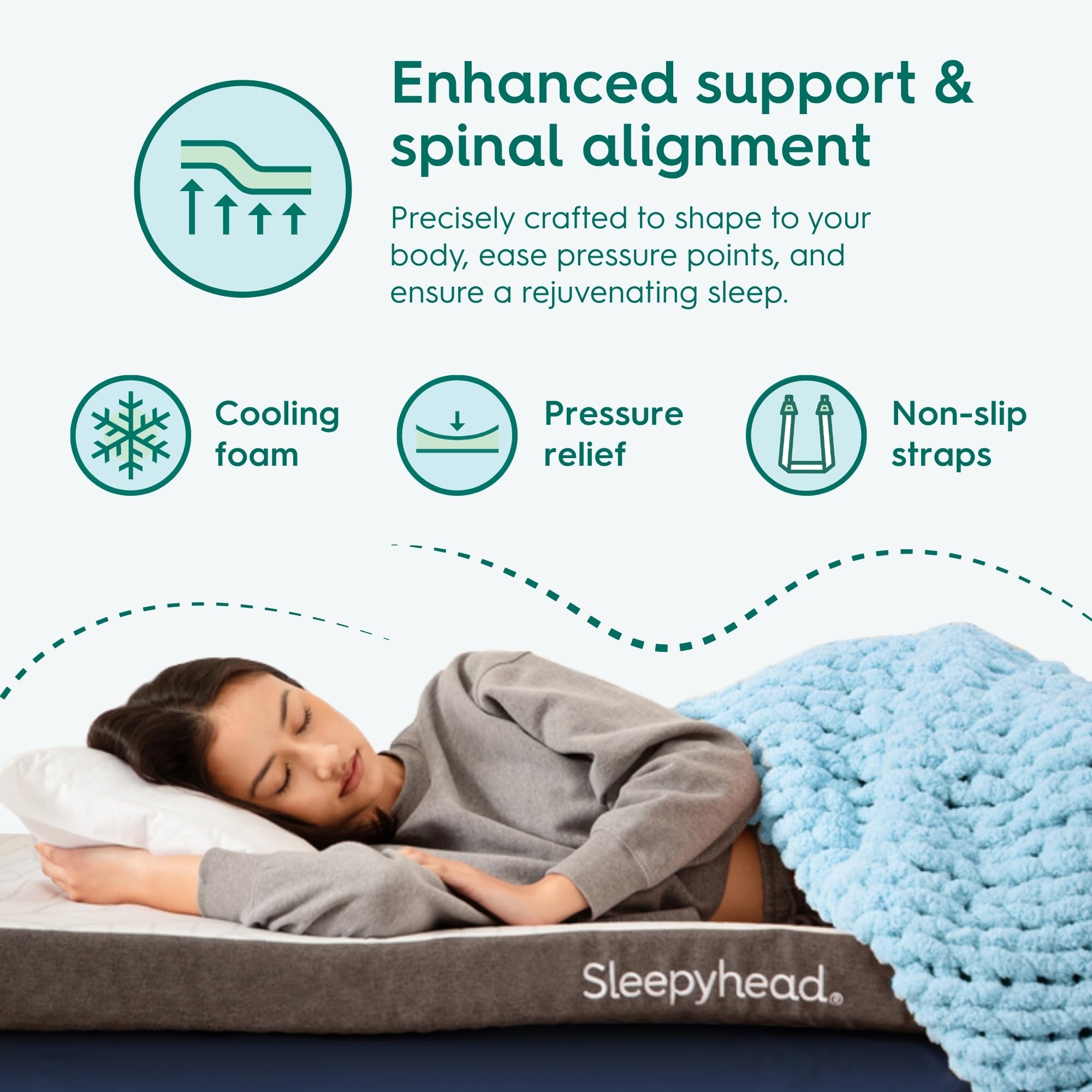 Sleepyhead surmatelas installé dans dortoir montrant soutien étudiant