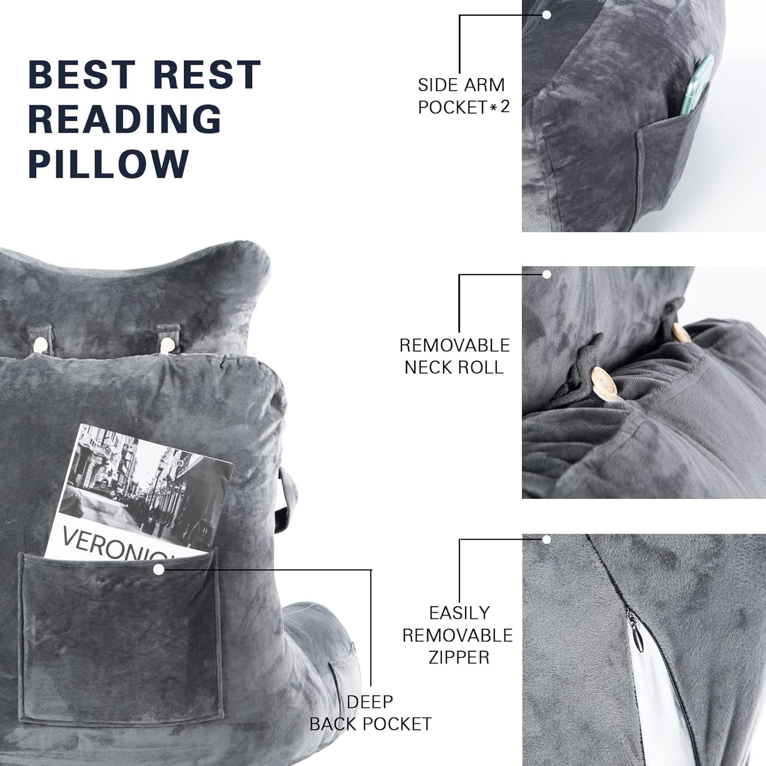 SLIGUY coussin utilisé au lit pour lecture confortable et stable