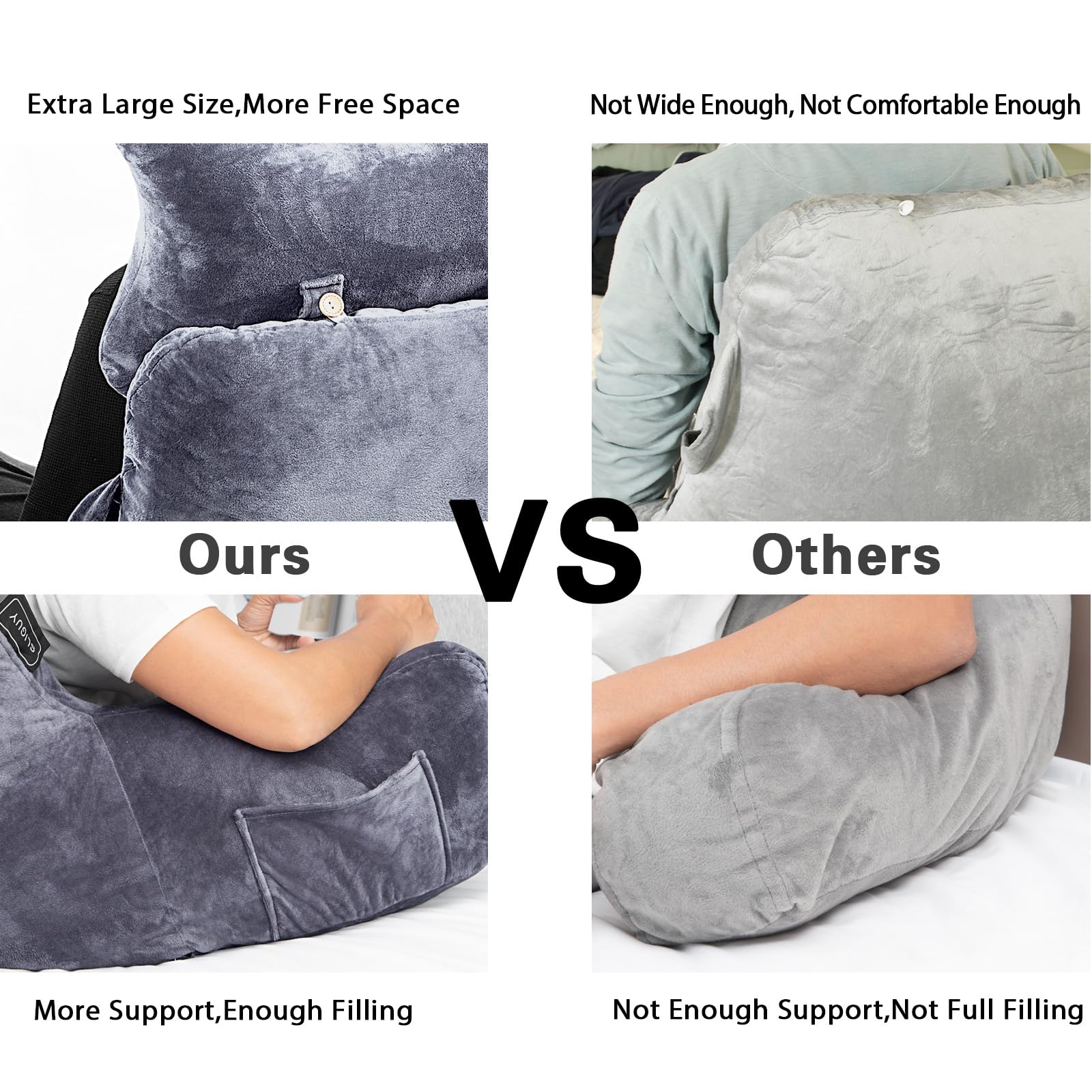 SLIGUY coussin en usage sur lit montrant soutien pendant la lecture
