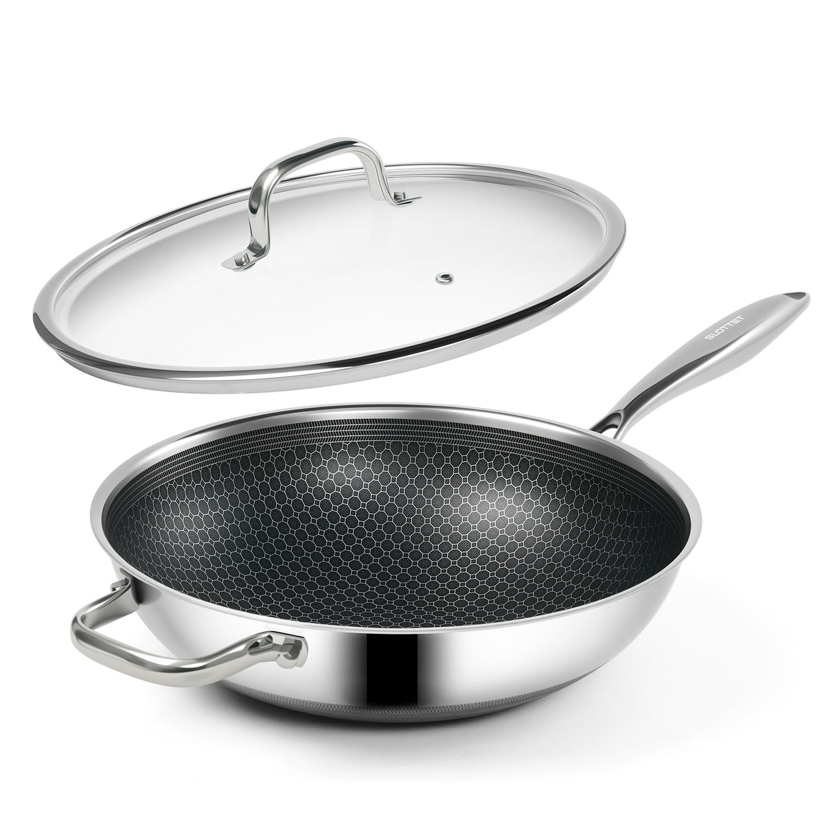 SLOTTET wok 12" face avant avec couvercle, cuisson polyvalente